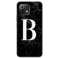 Xiaomi Mi 11 Siyah Mermer Desenli B Harfi Baskılı Uyumlu Silikon Kılıf