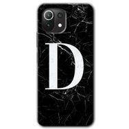 Xiaomi Mi 11 Siyah Mermer Desenli D Harfi Baskılı Uyumlu Silikon Kılıf