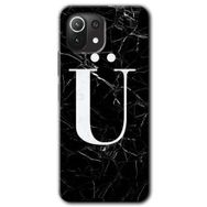 Xiaomi Mi 11 Siyah Mermer Desenli Ü Harfi Baskılı Uyumlu Silikon Kılıf