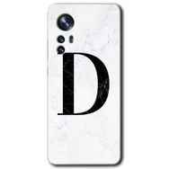 Xiaomi Mi 12 Beyaz Mermer Desenli D Harfi Baskılı Uyumlu Silikon Kılıf