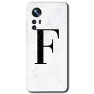 Xiaomi Mi 12 Beyaz Mermer Desenli F Harfi Baskılı Uyumlu Silikon Kılıf