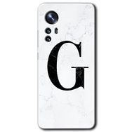 Xiaomi Mi 12 Beyaz Mermer Desenli G Harfi Baskılı Uyumlu Silikon Kılıf