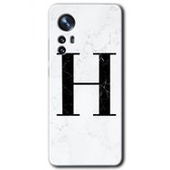 Xiaomi Mi 12 Beyaz Mermer Desenli H Harfi Baskılı Uyumlu Silikon Kılıf