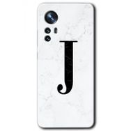Xiaomi Mi 12 Beyaz Mermer Desenli J Harfi Baskılı Uyumlu Silikon Kılıf