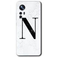 Xiaomi Mi 12 Beyaz Mermer Desenli N Harfi Baskılı Uyumlu Silikon Kılıf