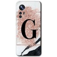 Xiaomi Mi 12 Pembe Mermer Desenli G Harfi Baskılı Uyumlu Silikon Kılıf