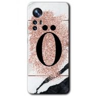Xiaomi Mi 12 Pembe Mermer Desenli O Harfi Baskılı Uyumlu Silikon Kılıf