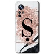 Xiaomi Mi 12 Pembe Mermer Desenli S Harfi Baskılı Uyumlu Silikon Kılıf