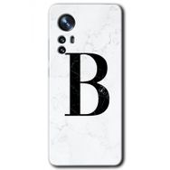 Xiaomi Mi 12 Pro Beyaz Mermer Desenli B Harfi Baskılı Uyumlu Silikon Kılıf