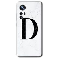 Xiaomi Mi 12 Pro Beyaz Mermer Desenli D Harfi Baskılı Uyumlu Silikon Kılıf