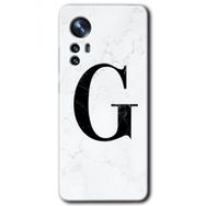 Xiaomi Mi 12 Pro Beyaz Mermer Desenli G Harfi Baskılı Uyumlu Silikon Kılıf