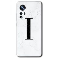 Xiaomi Mi 12 Pro Beyaz Mermer Desenli İ Harfi Baskılı Uyumlu Silikon Kılıf