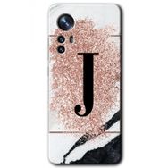 Xiaomi Mi 12 Pro Pembe Mermer Desenli J Harfi Baskılı Uyumlu Silikon Kılıf