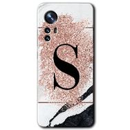 Xiaomi Mi 12 Pro Pembe Mermer Desenli S Harfi Baskılı Uyumlu Silikon Kılıf