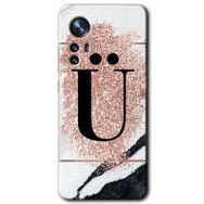 Xiaomi Mi 12 Pro Pembe Mermer Desenli Ü Harfi Baskılı Uyumlu Silikon Kılıf