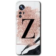 Xiaomi Mi 12 Pro Pembe Mermer Desenli Z Harfi Baskılı Uyumlu Silikon Kılıf