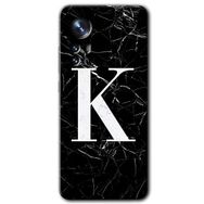 Xiaomi Mi 12 Pro Siyah Mermer Desenli K Harfi Baskılı Uyumlu Silikon Kılıf