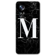Xiaomi Mi 12 Pro Siyah Mermer Desenli M Harfi Baskılı Uyumlu Silikon Kılıf