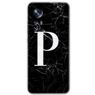 Xiaomi Mi 12 Pro Siyah Mermer Desenli P Harfi Baskılı Uyumlu Silikon Kılıf