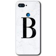 Xiaomi Mi 8 Lite Beyaz Mermer Desenli B Harfi Baskılı Uyumlu Silikon Kılıf