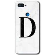 Xiaomi Mi 8 Lite Beyaz Mermer Desenli D Harfi Baskılı Uyumlu Silikon Kılıf