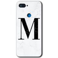 Xiaomi Mi 8 Lite Beyaz Mermer Desenli M Harfi Baskılı Uyumlu Silikon Kılıf