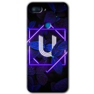 Xiaomi Mi 8 Lite Dark Neon Yaprak U Harfi Baskılı Uyumlu Silikon Kılıf