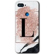 Xiaomi Mi 8 Lite Pembe Mermer Desenli L Harfi Baskılı Uyumlu Silikon Kılıf