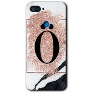 Xiaomi Mi 8 Lite Pembe Mermer Desenli O Harfi Baskılı Uyumlu Silikon Kılıf