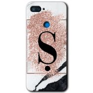 Xiaomi Mi 8 Lite Pembe Mermer Desenli S Harfi Baskılı Uyumlu Silikon Kılıf