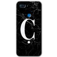 Xiaomi Mi 8 Lite Siyah Mermer Desenli C Harfi Baskılı Uyumlu Silikon Kılıf