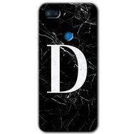 Xiaomi Mi 8 Lite Siyah Mermer Desenli D Harfi Baskılı Uyumlu Silikon Kılıf