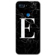 Xiaomi Mi 8 Lite Siyah Mermer Desenli E Harfi Baskılı Uyumlu Silikon Kılıf