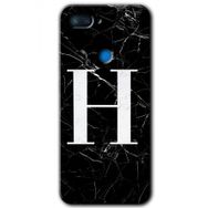 Xiaomi Mi 8 Lite Siyah Mermer Desenli H Harfi Baskılı Uyumlu Silikon Kılıf