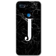 Xiaomi Mi 8 Lite Siyah Mermer Desenli J Harfi Baskılı Uyumlu Silikon Kılıf