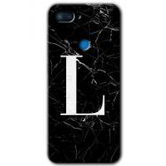 Xiaomi Mi 8 Lite Siyah Mermer Desenli L Harfi Baskılı Uyumlu Silikon Kılıf