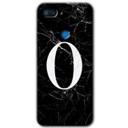 Xiaomi Mi 8 Lite Siyah Mermer Desenli O Harfi Baskılı Uyumlu Silikon Kılıf