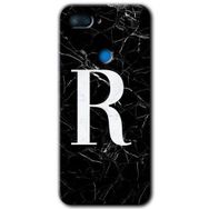 Xiaomi Mi 8 Lite Siyah Mermer Desenli R Harfi Baskılı Uyumlu Silikon Kılıf