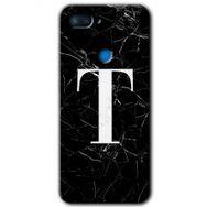 Xiaomi Mi 8 Lite Siyah Mermer Desenli T Harfi Baskılı Uyumlu Silikon Kılıf