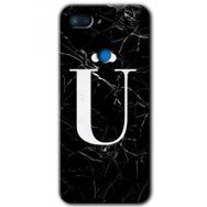 Xiaomi Mi 8 Lite Siyah Mermer Desenli U Harfi Baskılı Uyumlu Silikon Kılıf