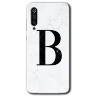 Xiaomi Mi 9 Beyaz Mermer Desenli B Harfi Baskılı Uyumlu Silikon Kılıf