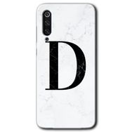 Xiaomi Mi 9 Beyaz Mermer Desenli D Harfi Baskılı Uyumlu Silikon Kılıf