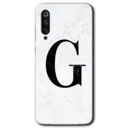 Xiaomi Mi 9 Beyaz Mermer Desenli G Harfi Baskılı Uyumlu Silikon Kılıf
