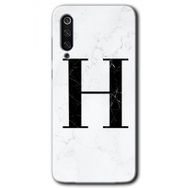 Xiaomi Mi 9 Beyaz Mermer Desenli H Harfi Baskılı Uyumlu Silikon Kılıf