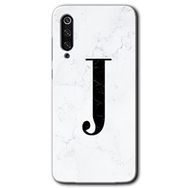 Xiaomi Mi 9 Beyaz Mermer Desenli J Harfi Baskılı Uyumlu Silikon Kılıf