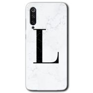 Xiaomi Mi 9 Beyaz Mermer Desenli L Harfi Baskılı Uyumlu Silikon Kılıf