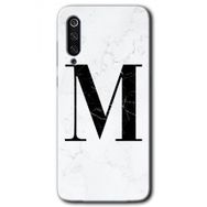 Xiaomi Mi 9 Beyaz Mermer Desenli M Harfi Baskılı Uyumlu Silikon Kılıf