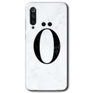 Xiaomi Mi 9 Beyaz Mermer Desenli O Harfi Baskılı Uyumlu Silikon Kılıf