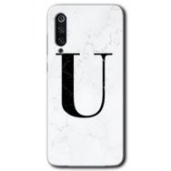 Xiaomi Mi 9 Beyaz Mermer Desenli U Harfi Baskılı Uyumlu Silikon Kılıf