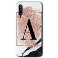Xiaomi Mi 9 Pembe Mermer Desenli A Harfi Baskılı Uyumlu Silikon Kılıf